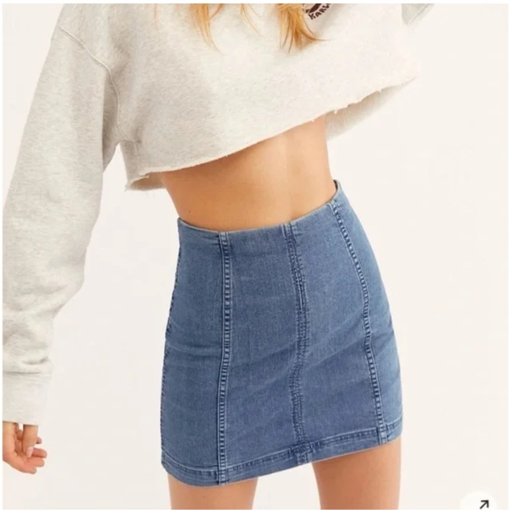 Free People Blue Denim Mini Skirt